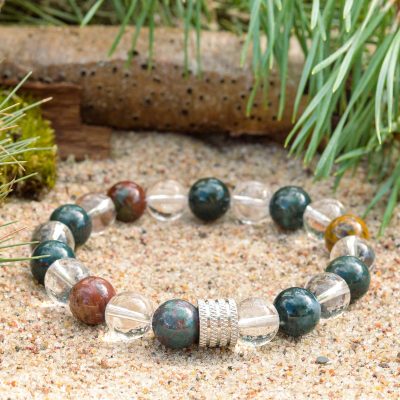 Bracciale di pietra sanguigna (eliotropio) e quarzo chiaro