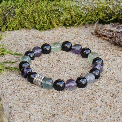Bracciale in fluorite e tormalina nera (Sherlock)