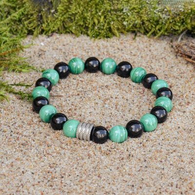 Bracciale in malachite e tormalina nera (Sherlock)