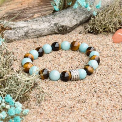Bracciale in Amazonite e Occhio di Tigre