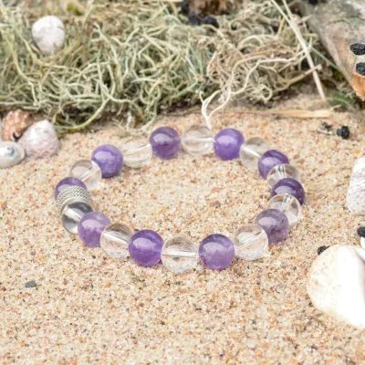 Bracciale di Ametista e Cristallo di Rocca