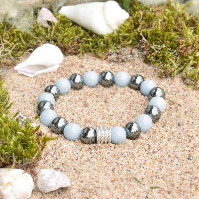 Bracciale con Angelite ed Ematite
