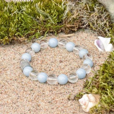 Bracciale con Angelite e Cristallo di Rocca