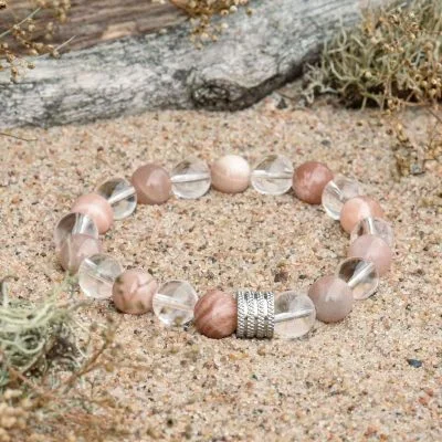 Bracciale in Feldspato e Cristallo di Rocca