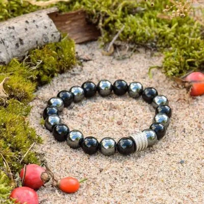 Bracciale in Ossidiana Nera e Ematite