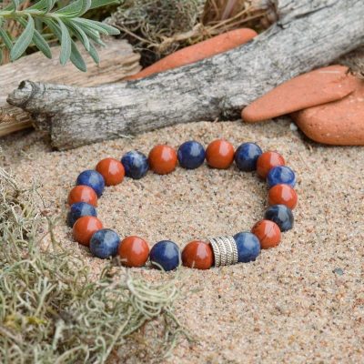 Bracciale in Sodalite e Diaspro Rosso
