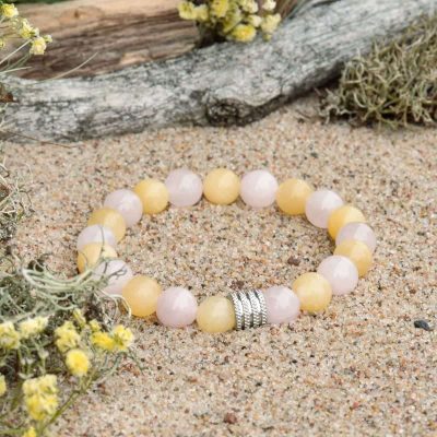 Bracciale in Calcite e Quarzo Rosa