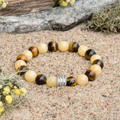 Bracciale in Calcite e Occhio di Tigre