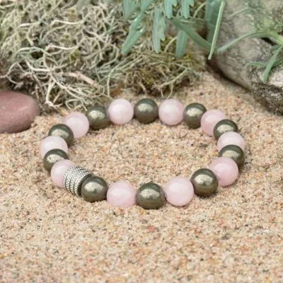 Bracciale in Pirite e Quarzo Rosa