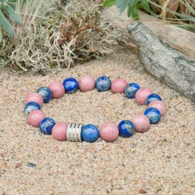 Bracciale in Rodocrosite e Lapislazzuli
