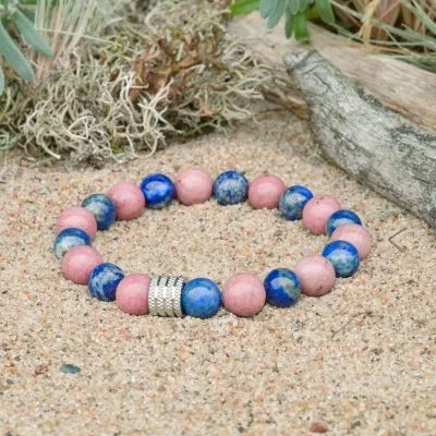 Bracciale in Rodocrosite e Lapislazzuli