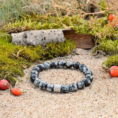 Bracciale in Ossidiana Fiocco di Neve