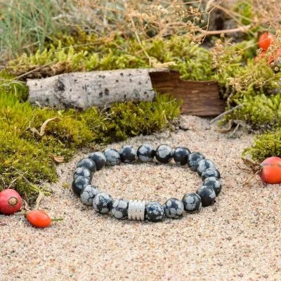 Bracciale in Ossidiana Fiocco di Neve