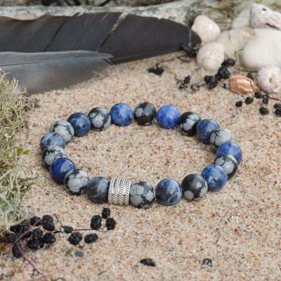 Bracciale in Ossidiana Fiocco di Neve e Sodalite