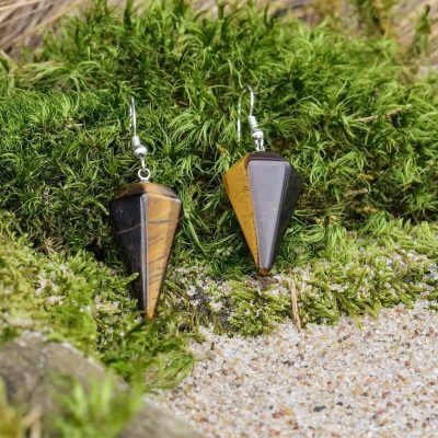 Orecchini a Piramide in Occhio di Tigre