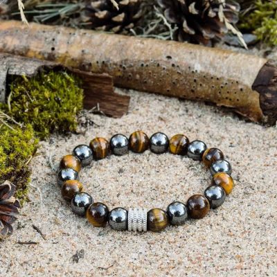 Bracciale in Occhio di Tigre e Ematite