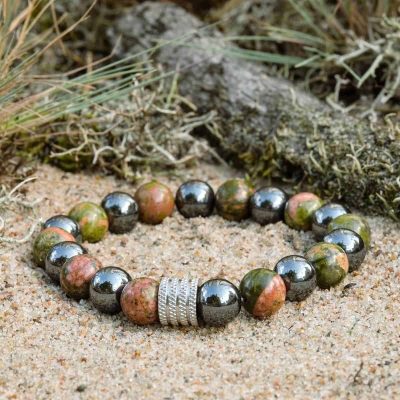 Bracciale in Unakite e Ematite