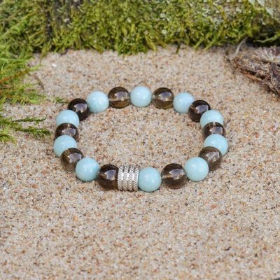 Bracciale in Amazonite e Quarzo Fumè