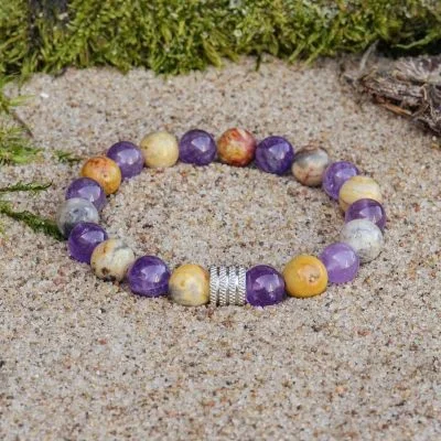 Bracciale in Agata Pizzo e Ametista