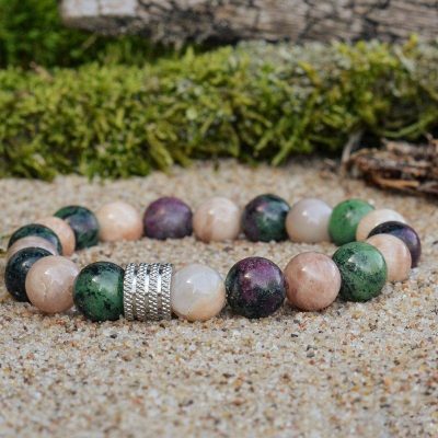 Bracciale in Aniolite (Zoisite) e Feldspato