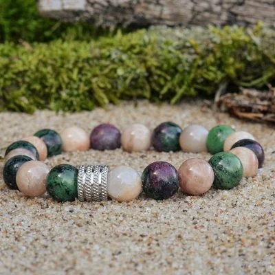 Bracciale in Aniolite (Zoisite) e Feldspato