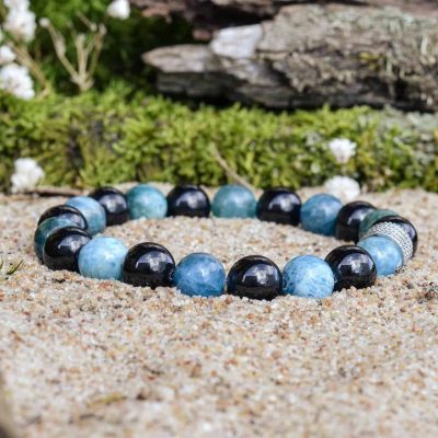 Bracciale in Apatite e Tormalina Nera (Schorl)