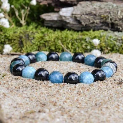 Bracciale in Apatite e Tormalina Nera (Schorl)