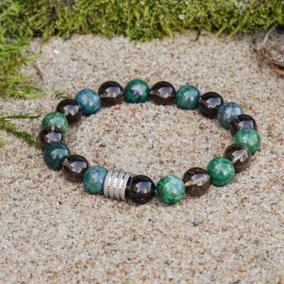 Bracciale con Crisocolla e Quarzo Fumè