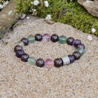 Bracciale in Granato e Fluorite