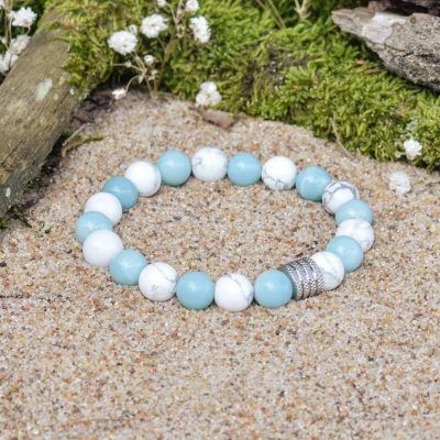 Bracciale in Howlite e Amazonite