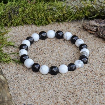 Bracciale in Ossidiana Nera e Howlite