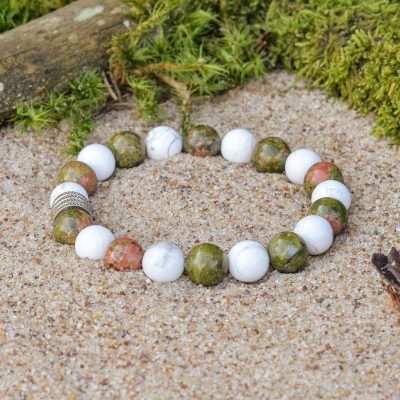 Bracciale in Howlite e Unakite