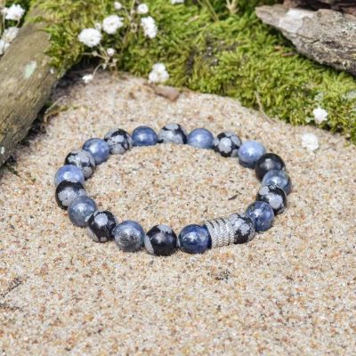 Bracciale in Cianite e Ossidiana Fiocco di Neve