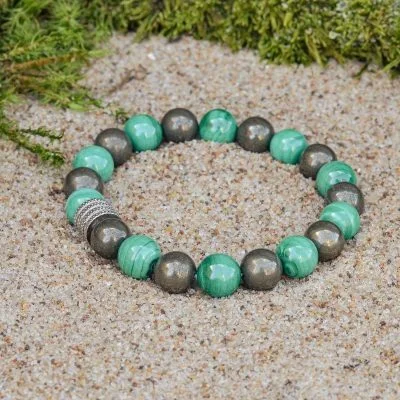 Bracciale in Malachite e Pirite