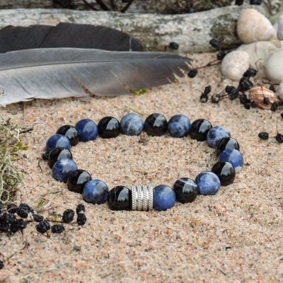 Bracciale in Sodalite e Agata Nera